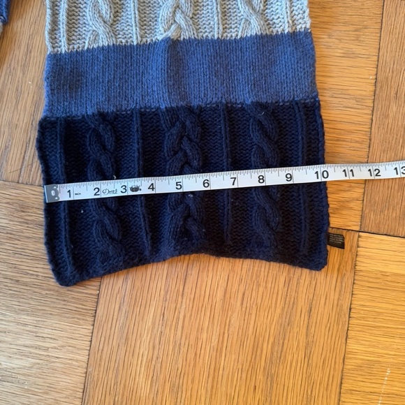 Portolano Wool Cashmere Blend Scarf Striped Cable Knit Large Red Blue Gray - Picture 8 of 8